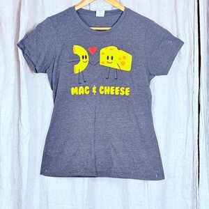 Port & Company Gray Mac & Cheese Graphic Crew Neck Cotton T-Shirt Women M